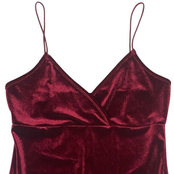 Velvet Babydoll Slip Dress‎ Womens Small Burgundy Y2K Cocktail Formal Homecoming - Picture 3 of 7